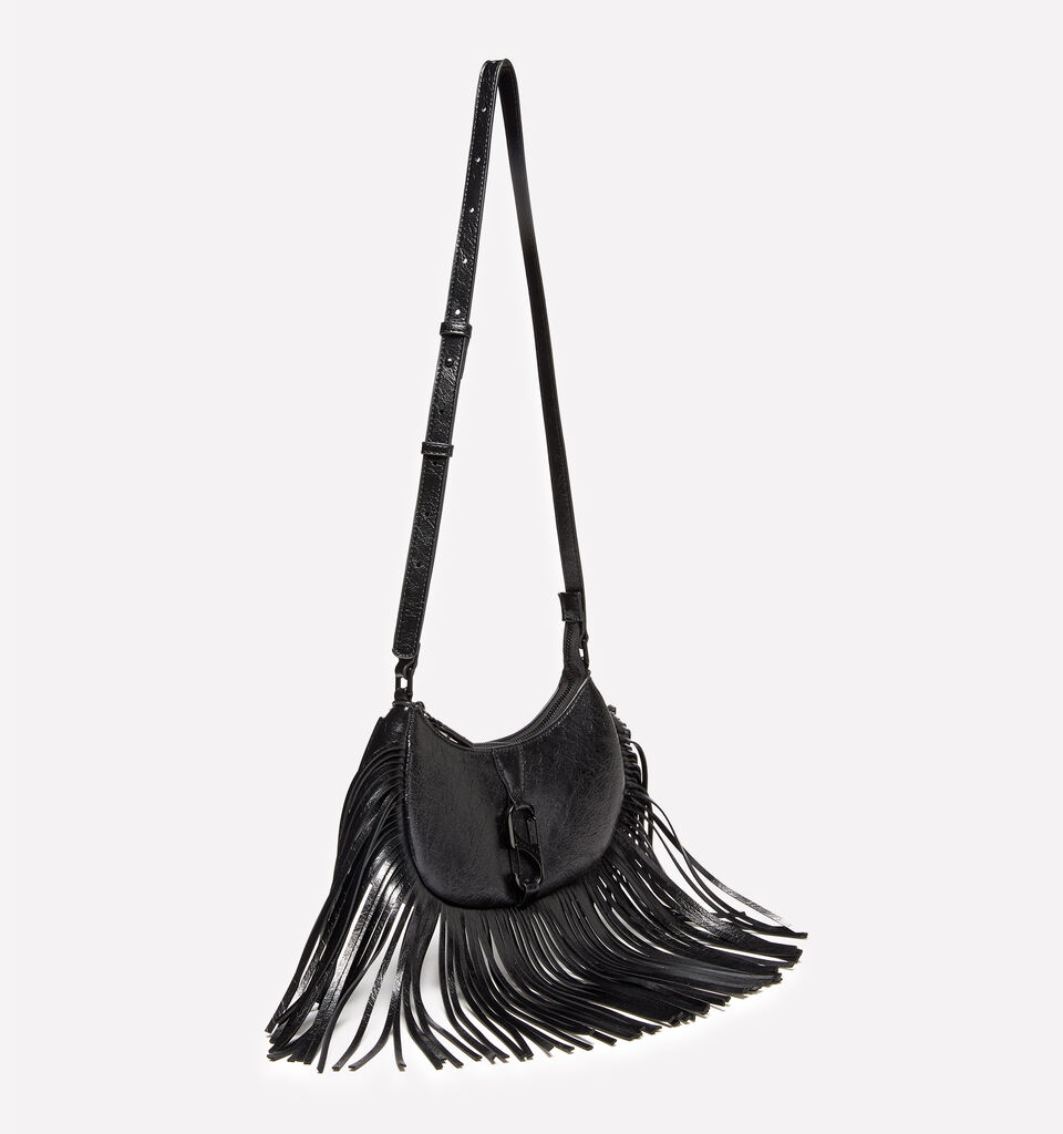 Sac bandoulière noir à franges - null - Noir | Sisley image number 2